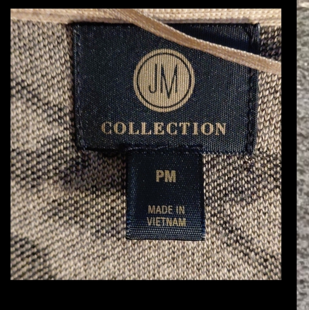 JM Collection Leopard Print Open Front Cardigan Beige Black PM - Picture 3 of 3